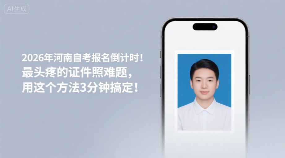 2026年河南自考报名倒计时！最头疼的证件照难题，用这个方法3分钟搞定！相关示意图1