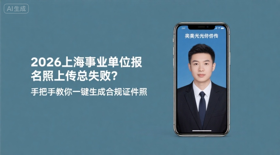 2026上海事业单位报名照上传总失败？手把手教你一键生成合规证件照相关示意图1