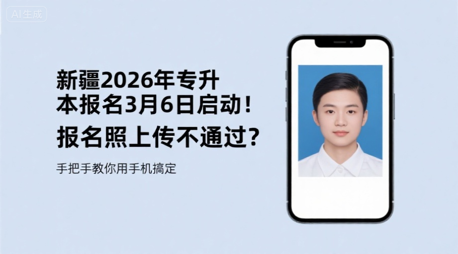 新疆2026年专升本报名3月6日启动！报名照上传不通过？手把手教你用手机搞定相关示意图1