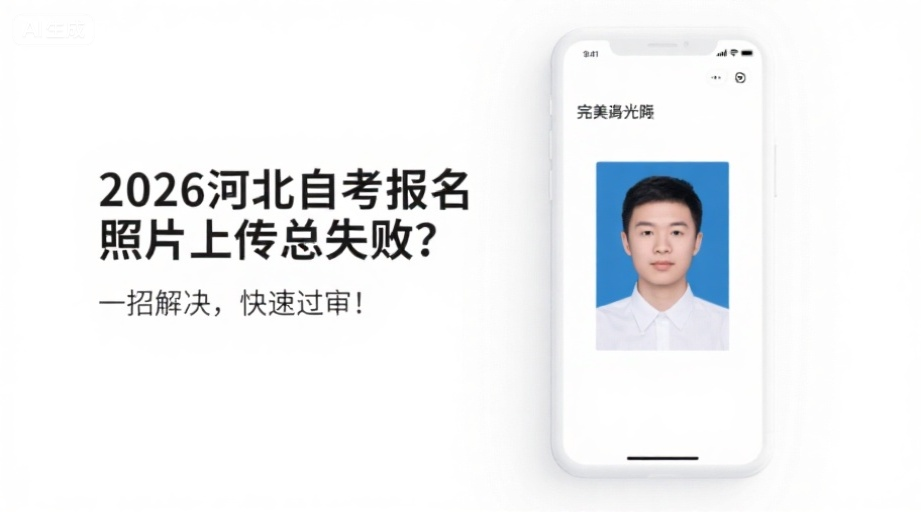 2026河北自考报名照片上传总失败？一招解决，快速过审！相关示意图1