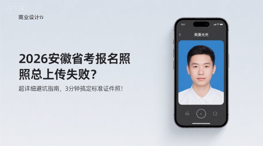 2026安徽省考报名照总上传失败？超详细避坑指南，3分钟搞定标准证件照！相关示意图1