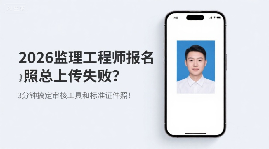 2026监理工程师报名照总上传失败？3分钟搞定审核工具和标准证件照！相关示意图1