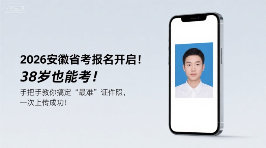 2026安徽省考报名开启！38岁也能考！手把手教你搞定‘最难’证件照，一次上传成功！相关示意图1