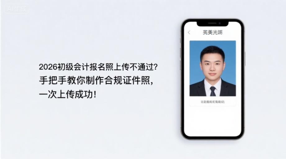 2026初级会计报名照上传不通过？手把手教你制作合规证件照，一次上传成功！相关示意图1