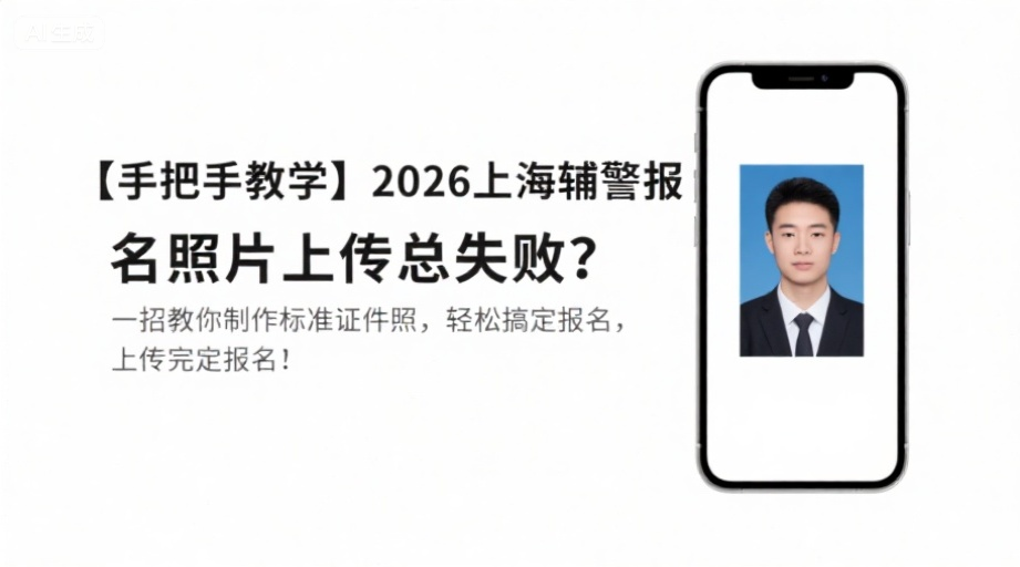 【手把手教学】2026上海辅警报名照片上传总失败？一招教你制作标准证件照，轻松搞定报名！相关示意图1