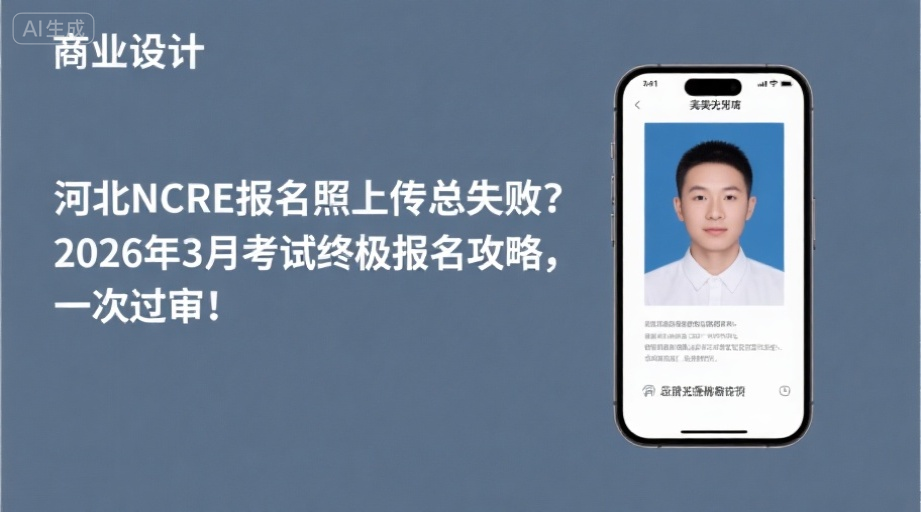 河北NCRE报名照上传总失败？2026年3月考试终极报名攻略，一次过审！相关示意图1