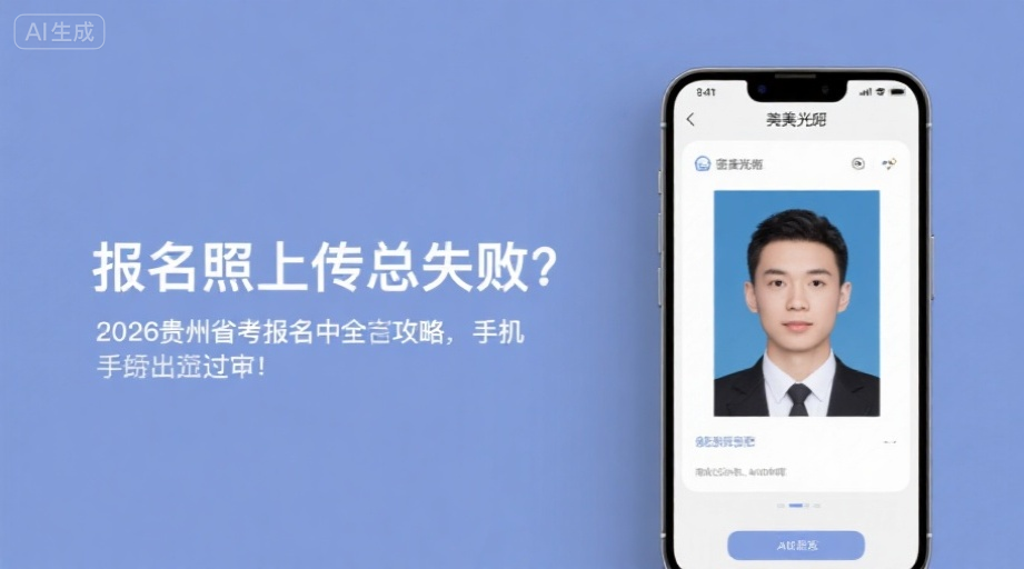 报名照上传总失败？2026贵州省考报名最全攻略，手把手教你一次过审！相关示意图1