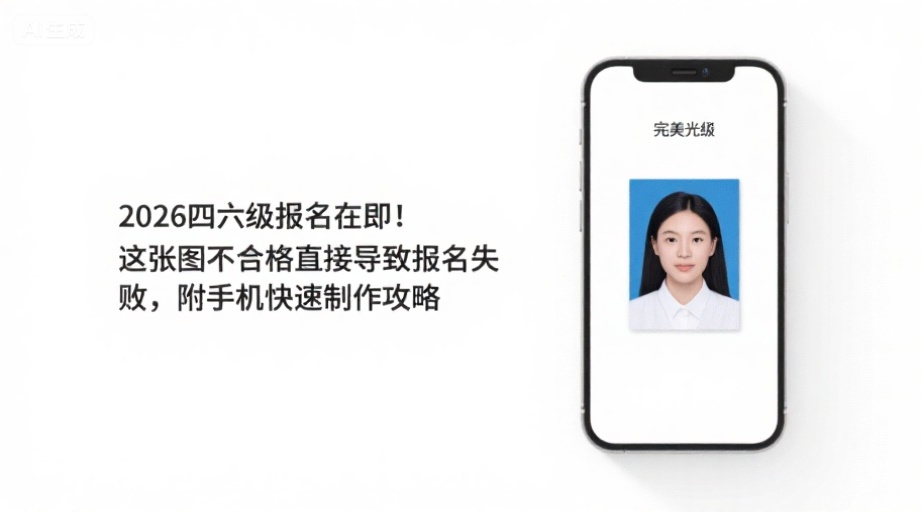 2026四六级报名在即！这张图不合格直接导致报名失败，附手机快速制作攻略相关示意图1