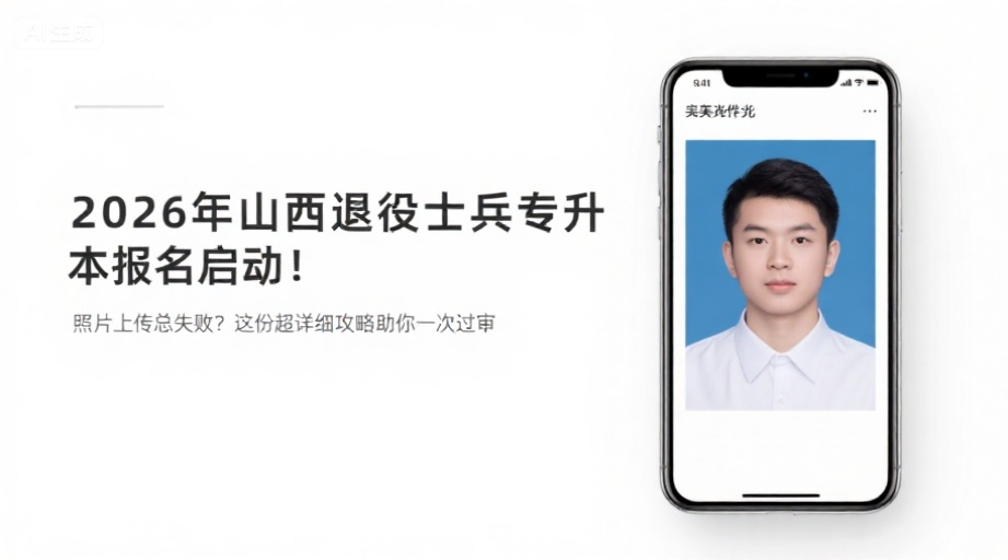 2026年山西退役士兵专升本报名启动！照片上传总失败？这份超详细攻略助你一次过审相关示意图1