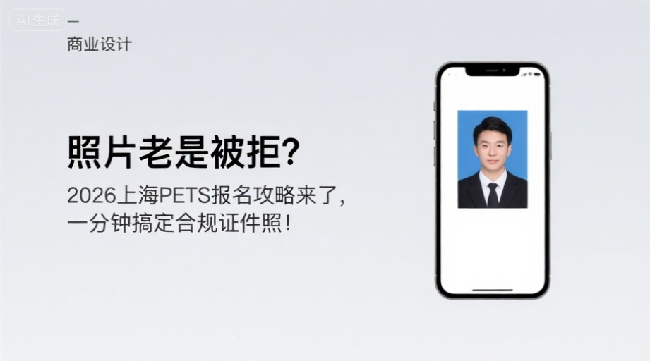 照片老是被拒？2026上海PETS报名攻略来了，一分钟搞定合规证件照！相关示意图1