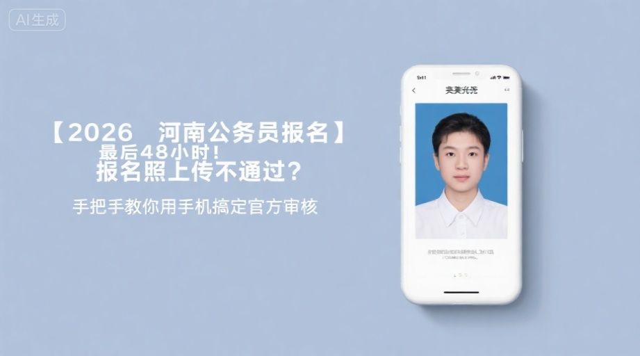 【2026河南公务员报名】最后48小时！报名照上传不通过？手把手教你用手机搞定官方审核相关示意图1