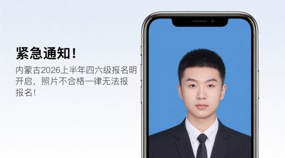 紧急通知！内蒙古2026上半年四六级报名明日开启，照片不合格一律无法报名！相关示意图1