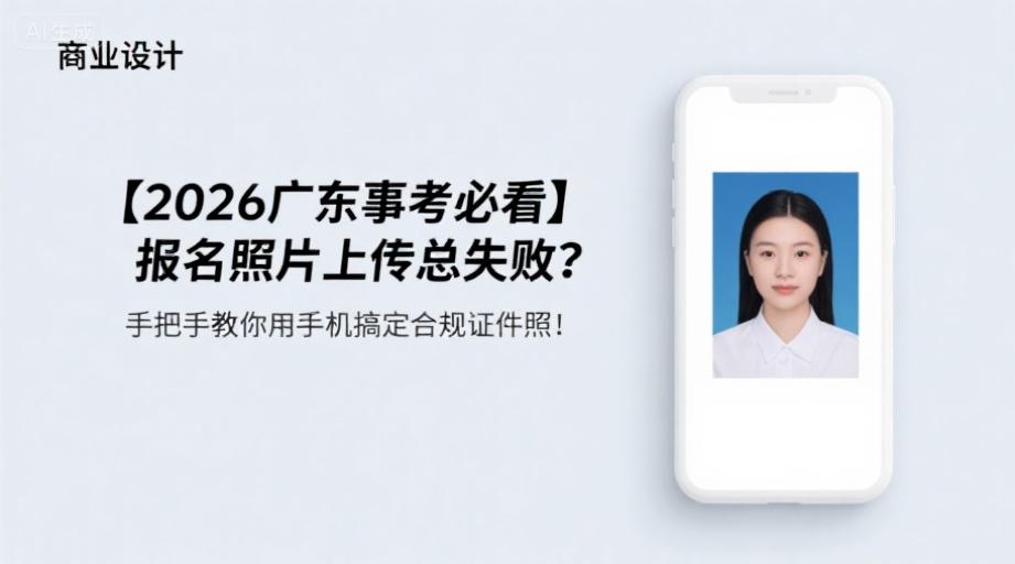 【2026广东事考必看】报名照片上传总失败？手把手教你用手机搞定合规证件照！相关示意图1