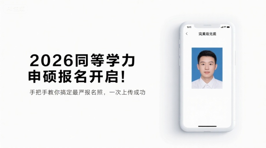 2026同等学力申硕报名开启！手把手教你搞定最严报名照，一次上传成功相关示意图1