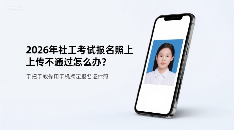 2026年社工考试报名照上传不通过怎么办？手把手教你用手机搞定报名证件照相关示意图1